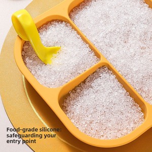 Vente en gros <span class=keywords><strong>de</strong></span> contenants <span class=keywords><strong>de</strong></span> rangement carrés en silicone mignons à 3 compartiments, sûrs et réutilisables, assiette à dîner <span class=keywords><strong>pour</strong></span> enfants <span class=keywords><strong>pour</strong></span> l'utilisation alimentaire dans la cuisine - Product Image 2
