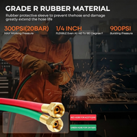 Tuyau de soudage double soudure de 1/4 po ID, norme ISO 3821, pour oxygène et acétylène, tuyau de chalumeau de soudage pour soudage et découpe à la flamme oxy-acétylène