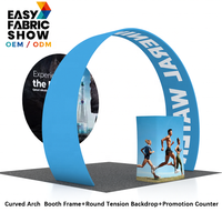 Stand d'exposition intérieur en tissu tendu recyclable, imprimé sur mesure OEM/ODM, pour marque de boissons sportives, avec arche en U, thermolaqué