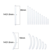 Lot de 50 barres droites en acrylique Bioplast pour remplacement de boucles d'oreilles, accessoires de piercing pour langue, sourcil, lèvre, téton, bijoux