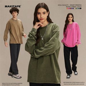 เสื้อยืดแขนยาววินเทจ DQ2218 สำหรับทุกเพศ ผ้าฝ้าย 100% 275gsm ซักกรด ทรงโอเวอร์ไซส์ สไตล์ลำลอง สีพื้น ระบายอากาศได้ดี เหมาะสำหรับฤดูใบไม้ร่วง - Product Image 3