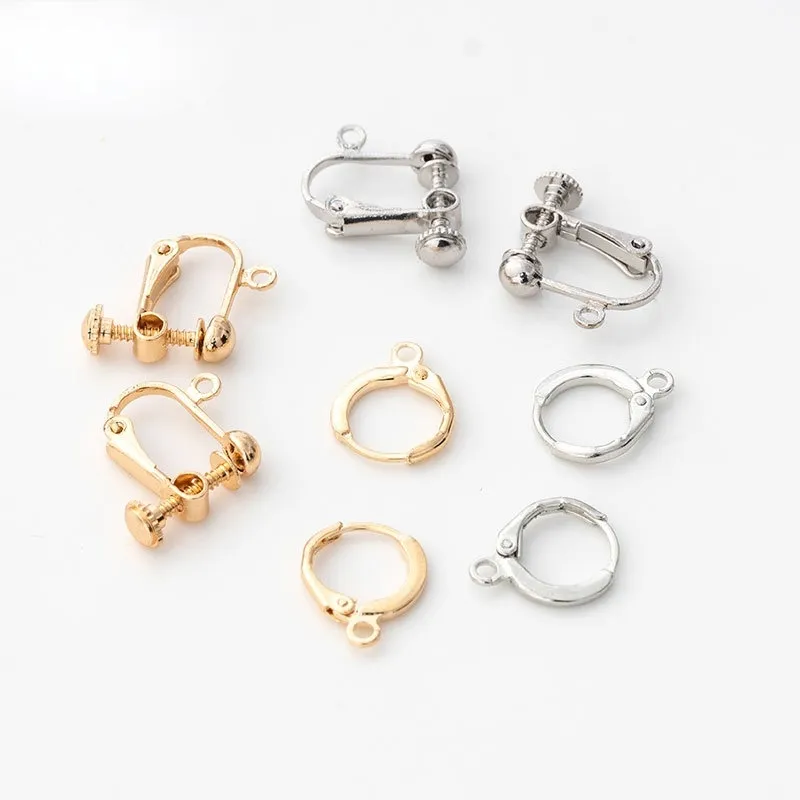 Copper U-shaped clips Homemade earring Accessories diy material Rose gold no piercing metal ear buckle key ring