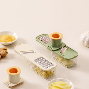 Xinzao 3 en 1 Mini Picador de Ajo y Jengibre, Rebanador, Triturador Manual de Plástico, Utensilio de Cocina para Ajo y Jengibre - Product Image 1