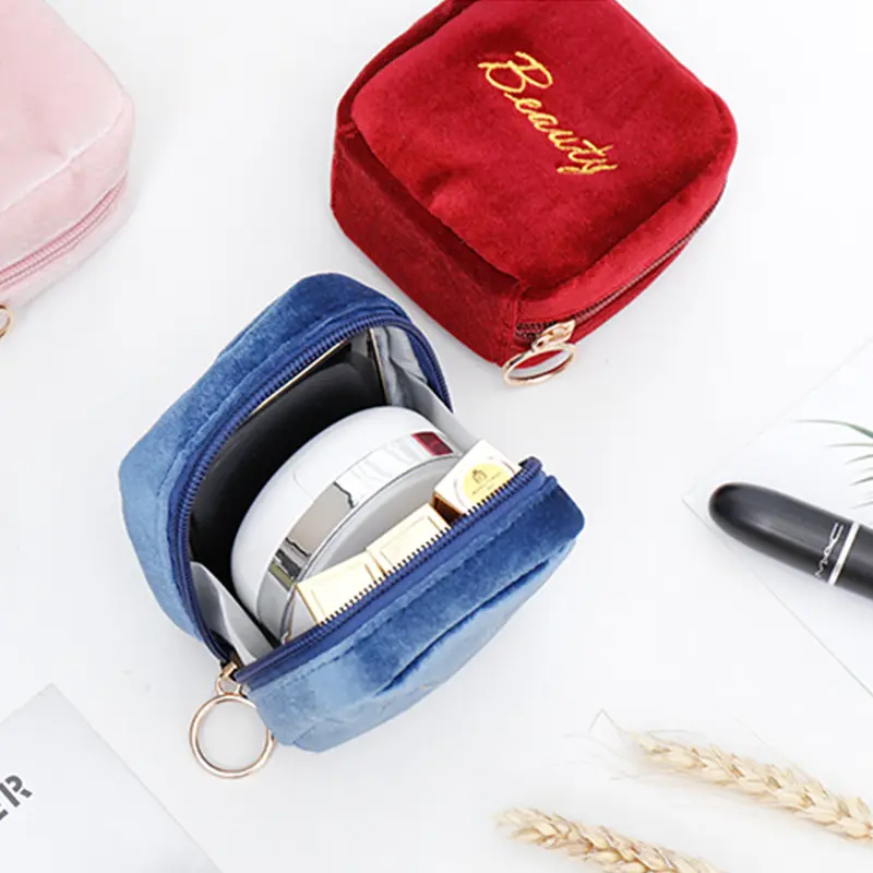 Japon tarzı taşınabilir kadife Mini kozmetik saklama çantası kız öğrenciler dudak çanta gevşek değişim ve anahtar için