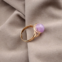 Nouveaux anneaux en pierre naturelle pour femmes mode ouvert améthyste anneau fille cristal armure anneau mariage bijoux cadeaux