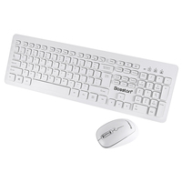 Clavier et souris sans fil ergonomiques blancs avec touches silencieuses effet chocolat et capteur optique haute précision