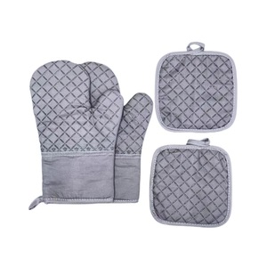 Gants de cuisson en coton anti-brûlure allongés avec bande en silicone diamantée, résistants à la chaleur, pour une utilisation sûre au four - Product Image 3