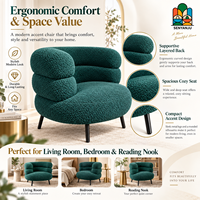 Fauteuil d'appoint moderne en tissu bouclé, fauteuil bas de gamme bleu ardoise pour salon, style américain et européen