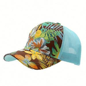 Hawaii Vacation Inspired Men Women Casual Baseball Cap Curved Breathable Sunshade Hat <b>Leaf</b> Printed Pattern - Product Image 5