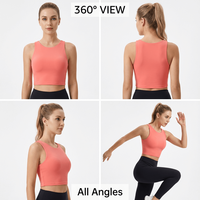 Top Deportivo Corto Color Coral para Mujer, Corte Ajustado, Ideal para Yoga, Tenis, Deportes, Gimnasio y Baile