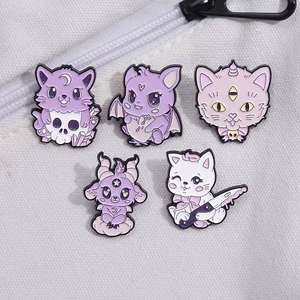 Grosir lencana Pin lucu kucing ungu gaya bros Harga murah lembut Enamel Pin kerah untuk dekorasi - Product Image 4