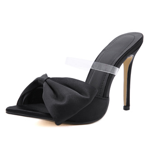 New 2024 European and American New Sexy Pointed <b>Bow</b> with PVC Thin High Heel <b>Sandals</b> - Product Image 4