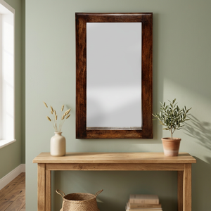 Espejo de Pared con Marco de Madera Ligero y Ecológico de Estilo Moderno de Mediados de Siglo, Color Marrón Miel Dorado, Hecho a Mano, Decoración para el Hogar, Mirrar MF-005 - Product Image 2