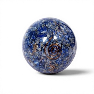 Spiritual Elementz Lapis Lazuli Agate <b>Crystal</b> <b>Sphere</b> Orgonite Ball Energy Generator Healing Chakra Gemstone Environmentally - Product Image 1