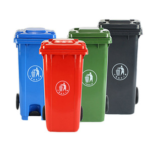 Outdoor <b>Plastic</b> Waste Bins 120L Rectangular Thickened With <b>Wheels</b> For Outdoor Use - Product Image 1