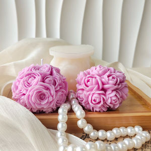 Decoração Home 3D Big <span class=keywords><strong>Flower</strong></span> Rose Ball Soap Mould DIY Silicone Rose <span class=keywords><strong>Candle</strong></span> Mold - Product Image 3