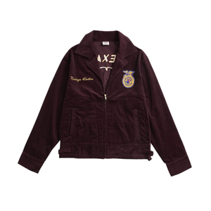 High-End Men's Corduroy <strong>Jacket</strong> Retro American Style Long Sleeve Embroidered 100% Cotton Peasants' Association Youth - Product Image 1