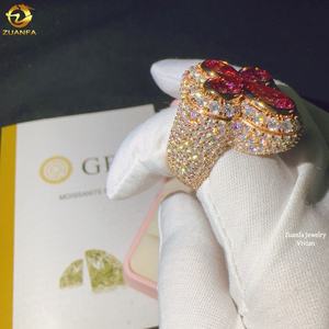 Anello di Lusso per <span class=keywords><strong>Uomo</strong></span> in Argento Sterling <span class=keywords><strong>925</strong></span> con Diamanti Moissanite VVS, Gioielleria di Alta Moda Hip Hop Personalizzata - Product Image 4