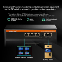 Conmutador PoE Pasivo No Estándar TiNCAM 10/100M 4+2 de 10 Puertos, Conmutador de Alimentación por Ethernet de 250 m para Cámaras IP, Conmutador VLAN de Red