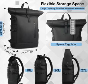 Rolltop <b>Backpack</b> 15.6 Inch Waterproof <b>Laptop</b> <b>Backpack</b> with USB Charging Port Expandable 18-27L Travel <b>Backpack</b> for Men Women - Product Image 4