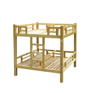 Simple Design Kids Furniture Wooden Bunk Bed Four and Six Poeple For Nursery School