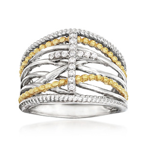 Anello Punk a Strati Bicolore, Gioiello da Dito Trendy e di Tendenza - Product Image 1