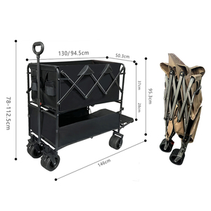 Fabrik-Großhandel Faltbarer OEM Schwerlast-Stahlrahmen Doppelschichtiger Camping-Trolley 200KG Tragfähigkeit für Einkaufszwecke - Product Image 2