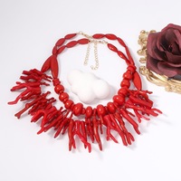 YULAN 2025 nouveauté bijoux de mode multicouche résine corail collier à la main perle rouge corail couches Boho colliers pour les femmes