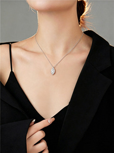 Collana FUSE in Argento <span class=keywords><strong>Sterling</strong></span> S925 Placcato Oro Bianco con Catena a Maglie e Moissanite, Stile Romantico, Certificata GRA, Unisex - Product Image 2