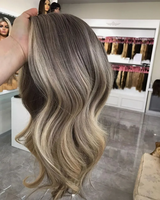 Extensions de cheveux MONO de haute qualité, couleur blonde avec racines, pour femmes souffrant de cheveux clairsemés, différentes tailles, clip-in, postiche, frange