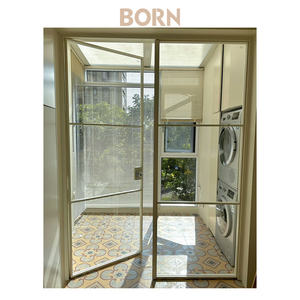 פלדה שחורה נדנדה גריל ברזל חיצוני זכוכית חזית מרפסת חלונות דלתות צרפתית - Product Image 4