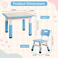 Ensemble table et chaises de salle à manger pour enfants, moderne, écologique, en plastique, avec 4 chaises réglables en hauteur, 6 couleurs, pour chambre et école