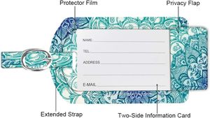 ป้ายแท็กกระเป๋าเดินทางพร้อมฝาปิดปกป้องข้อมูลส่วนตัวและหัวเข็มขัดสแตนเลส ผลิตจากโรงงาน OEM ป้ายแท็กกระเป๋าเดินทางหนัง PU แบบกำหนดเอง - Product Image 5