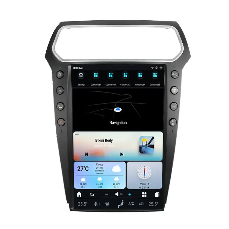 Ford Explorer 14.4-2012 için 2018 inç araba radyo Android stereo multimedya DVD OYNATICI GPS navigasyon teyp 2din kafa ünitesi