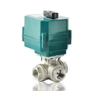 Thép không gỉ Brass BSP NPT 3 cách cơ giới kiểm soát dòng chảy bóng van thiết bị truyền động điện bóng Van 12V 24V 110V 220V - Product Image 1