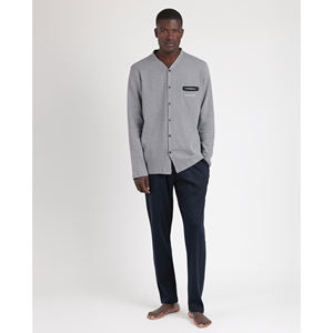 ANTONIO MIRO Conjunto de pijama de manga larga con hombros descubiertos para hombre Tallas grandes Algodón térmico Tela de seda de hielo XL Estilo corto Técnicas tejidas - Product Image 1