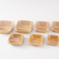 Boîte d'emballage carrée en papier kraft imperméable jetable avec couvercle transparent pour vente en gros – Contenant à emporter pour snacks, bento, salades de fruits, fêtes