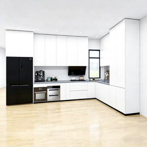 Ensemble de meubles de cuisine modernes et écologiques pour petits appartements, avec chariot îlot mobile à charnières, roulettes verrouillables, multifonctionnel - Product Image 3