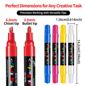 12 pennarelli per gesso liquido a doppia punta-pennarelli per gesso cancellabili per <span class=keywords><strong>lavagna</strong></span>, cartelli per <span class=keywords><strong>lavagna</strong></span>, vetro, penne per gesso - Product Image 6