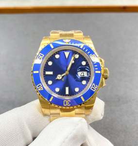 Montre de sport multifonctionnelle pour homme, mouvement automatique, lunette bleue, date, aiguilles, cristal saphir, chronographe en acier inoxydable - Product Image 1