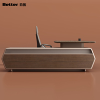 Bureau de direction en forme de L avec éclairage LED et serrure à combinaison au design moderne pour le bureau du patron