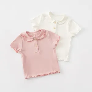 Camiseta lisa con estampado de logotipo personalizado para niños, camisetas para niños pequeños, ropa de algodón de Color sólido, camiseta de gran tamaño para niños, niñas y bebés