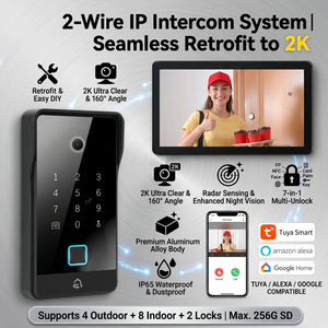 Système <span class=keywords><strong>d</strong></span>'interphone vidéo IP Hiwink Tuya 2 fils 2K <span class=keywords><strong>avec</strong></span> <span class=keywords><strong>écran</strong></span> tactile IPS grand angle pour villa, compatible <span class=keywords><strong>avec</strong></span> la rénovation et la <span class=keywords><strong>d</strong></span>éverrouillage par reconnaissance faciale et palmaire - Product Image 3