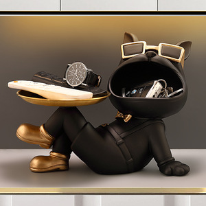 2023รูปปั้นบูลด็อกบูลด็อกรูปปั้นบูลด็อกพร้อมถาดตกแต่งบ้านด้วยเรซิ่นของตกแต่งบ้านแบบ <span class=keywords><strong>DIY</strong></span> ในร่ม - Product Image 2