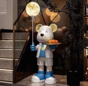 Grandi oggetti artigianali in resina Love <span class=keywords><strong>Bear</strong></span> <span class=keywords><strong>e</strong></span> <span class=keywords><strong>luna</strong></span> lampada stile musicale decorazione del pavimento pezzo decorativo - Product Image 4