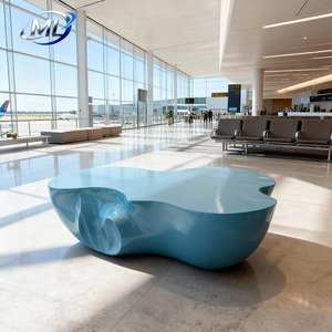 Mesa de Centro Moderna de Fibra de Vidrio, Fácil de Ensamblar, Mesa Auxiliar para Sala de Estar u Hotel - Product Image 5