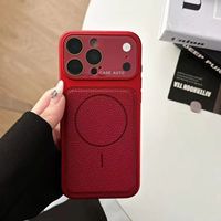 Casing Ponsel Kulit Tekstur Leci Mewah dengan Magnet untuk iPhone 18 Pro Max 17 16 15 14, Mendukung Pengisian Daya Nirkabel, Anti Benturan
