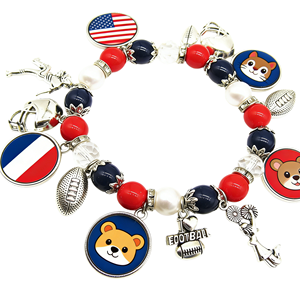 Bracelet élastique perlé pour équipes de football, basketball, baseball, avec logo personnalisé en résine époxy, bracelet promotionnel pour supporters sportifs - Product Image 5