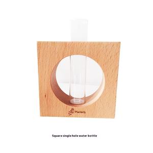 Creative Home Semplice Stile Pastorale Vaso in Legno Trasparente Idroponico Vetro Inciso Tubo di Prova Eco Ornamento Del Desktop - Product Image 4