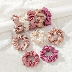 3.5 cm Custom Silk Fabric Scrunchies Satin Pink Color Series Accept Custom logo and Size - Product Image 4